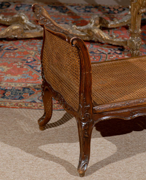 Walnut Late 19th Century French Louis XV Style Bench with Cane