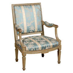 18th Century French Louis XVI Painted Fauteuil