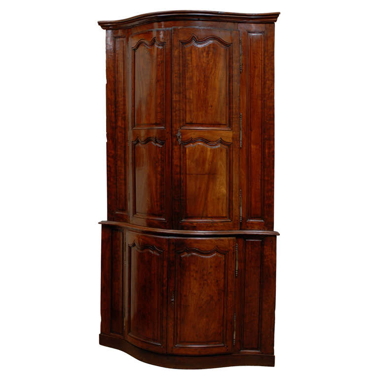 Large Fine 18th Century Louis XV Serpentine Corner Cabinet For Sale