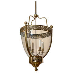 Large French Brass Lantern with 4 Lights