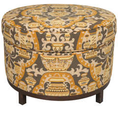 Large Round Tapestry Upholstered Ottoman/Stool