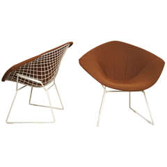 Pair of Harry Bertoia Diamond Chairs/Original Covers.