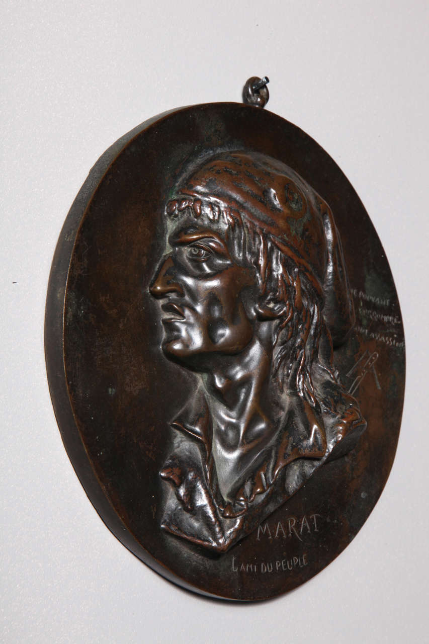 Bronze medallion with the effigy of Jean-Paul Marat, one of the more extreme voices of the French revolution.