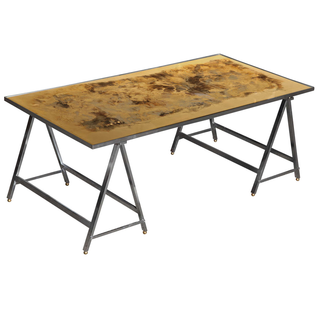 Trestle Base Coffee Table For Sale