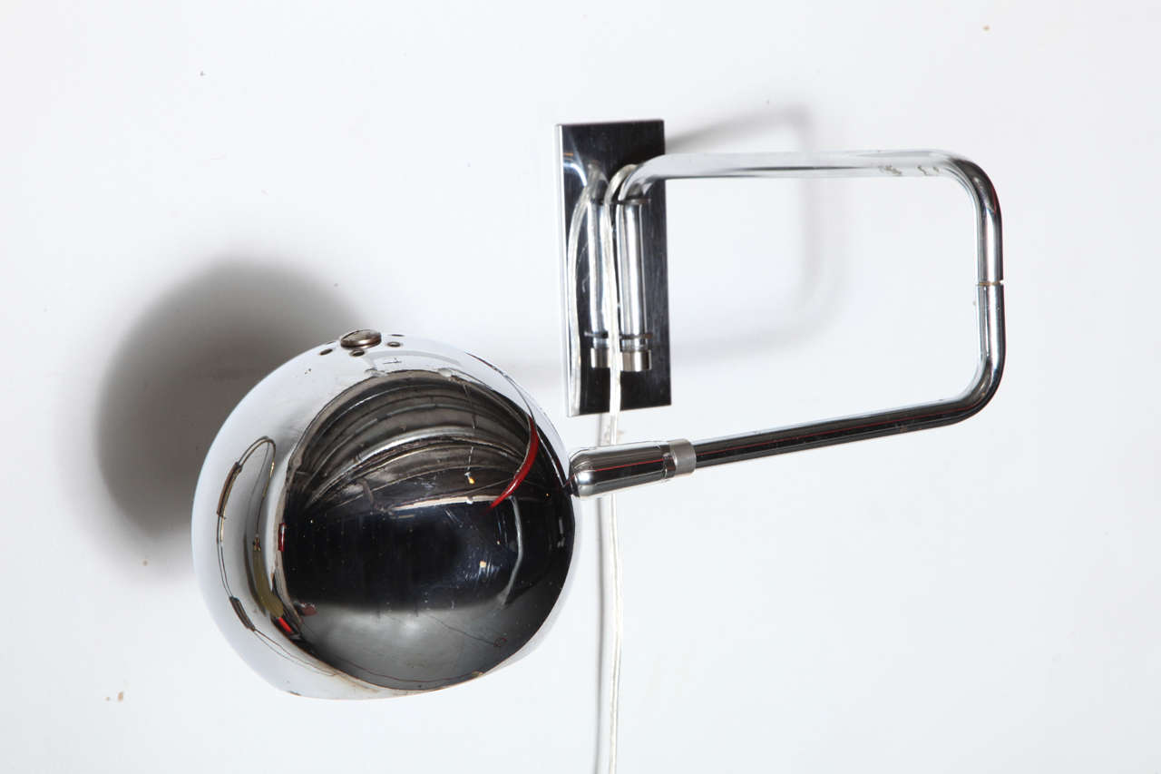 Pair of Adjustable Chrome Wall Lamps