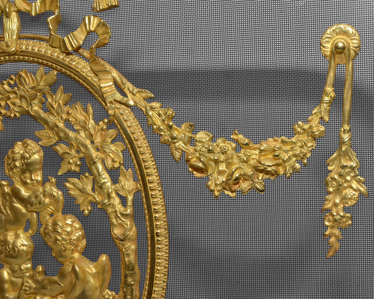 Ormolu Exceptional Louis XVI Style Gilded Bronze Screen Fire For Sale