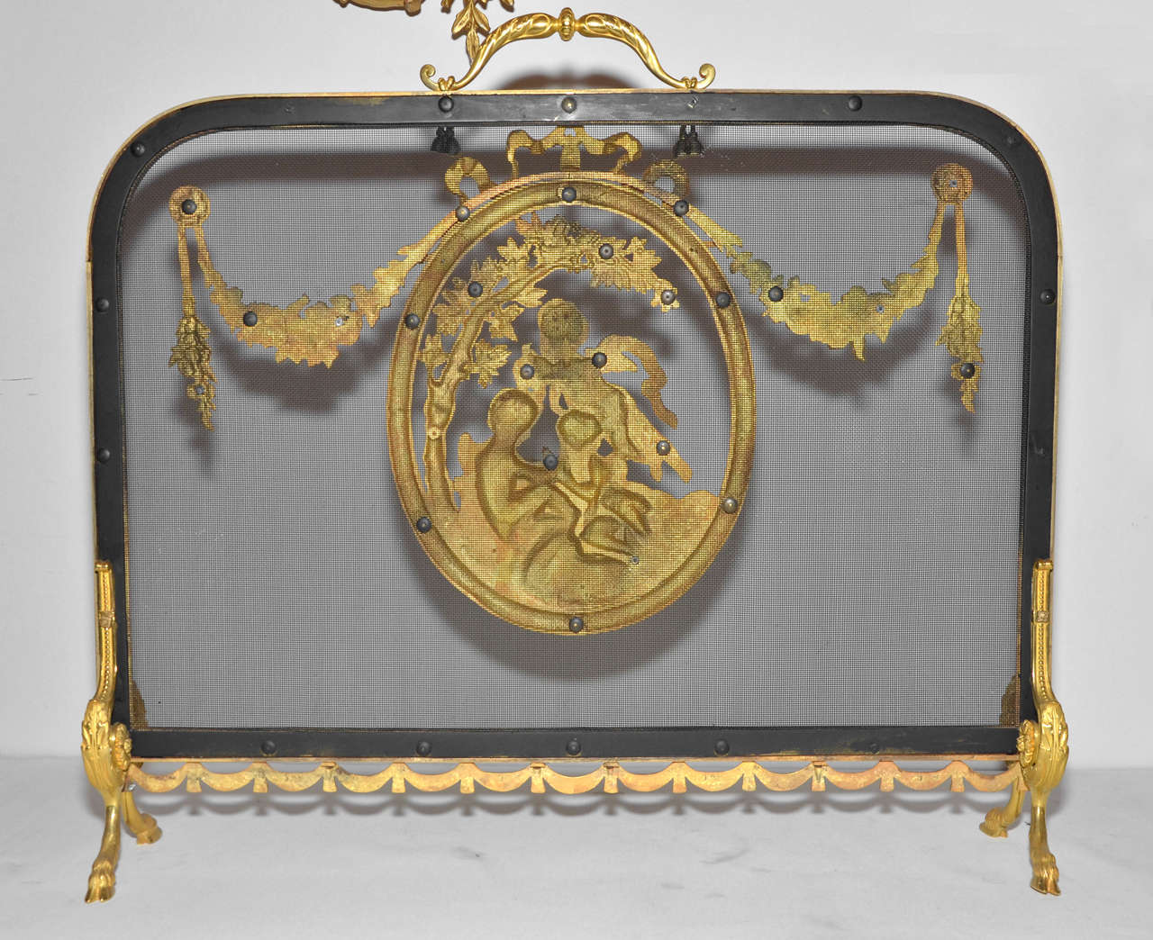 Exceptional Louis XVI Style Gilded Bronze Screen Fire For Sale 4