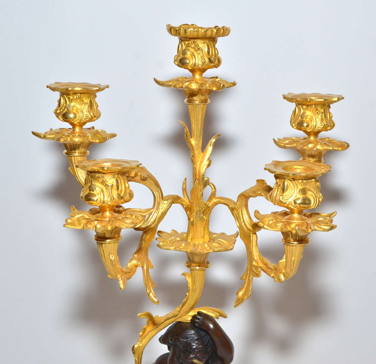 Gorgeous Pair of Bronze Candelabras Louis XV Style For Sale 5