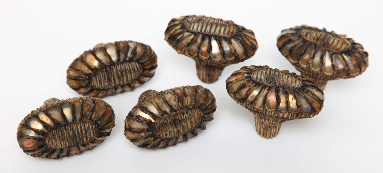 French Pair of Glass and Resin Doorknobs by Line Vautrin
