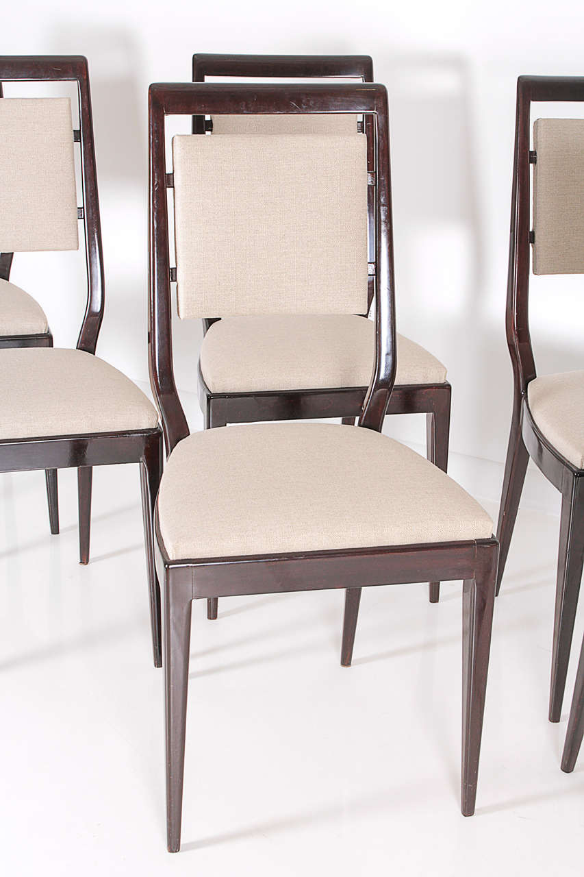 Italian Elegant Six Dining Chairs Style of Ico Parisi