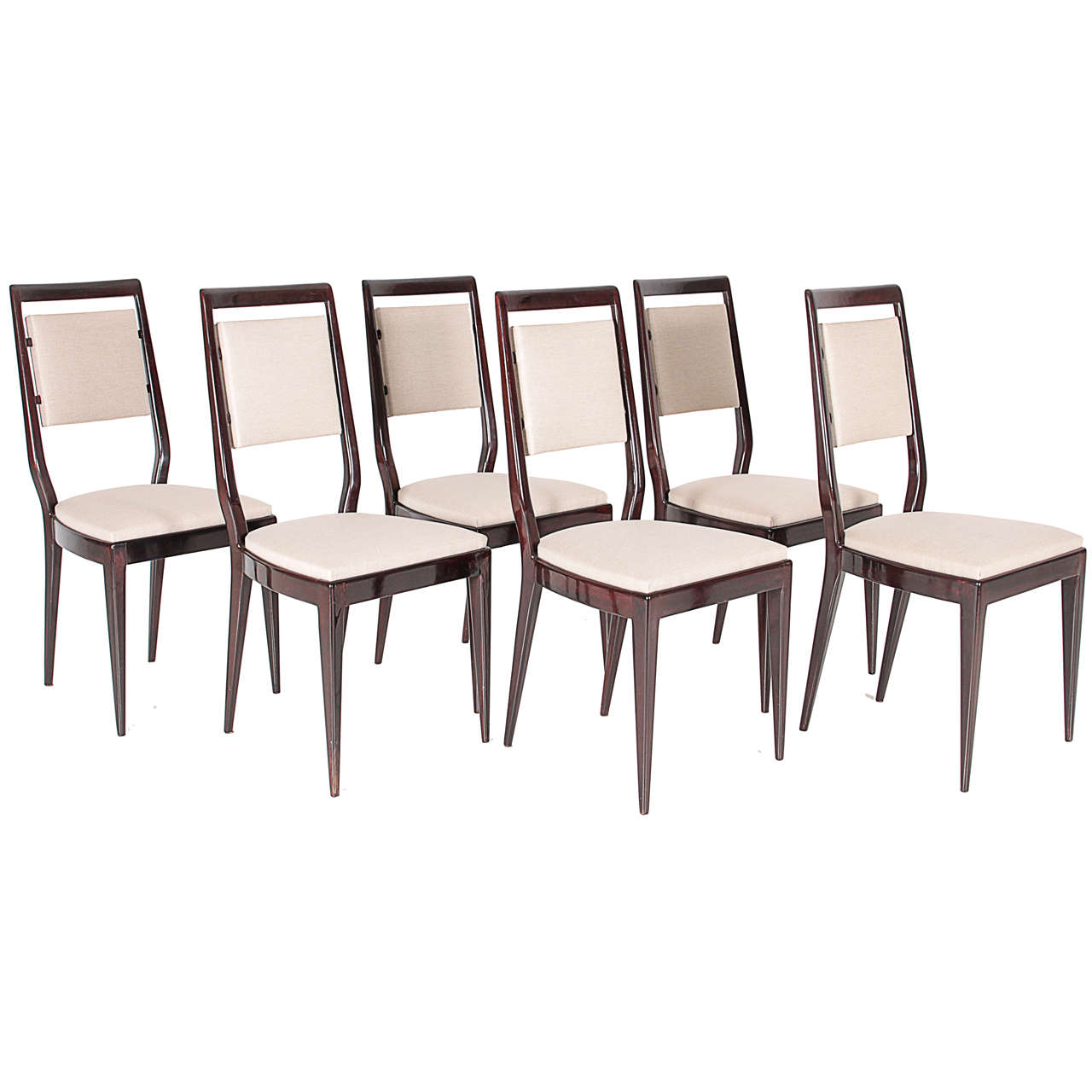 Elegant Six Dining Chairs Style of Ico Parisi