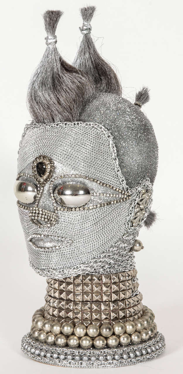 Fantastic bust composed of chain and vintage rhinestone pieces by W. Beaupre.