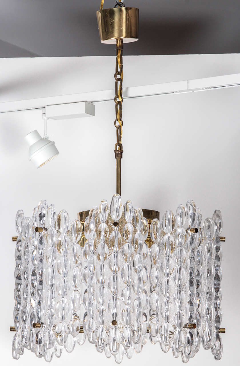 Orrefors Crystal Eight-Panel Chandelier by Carl Fagerlund