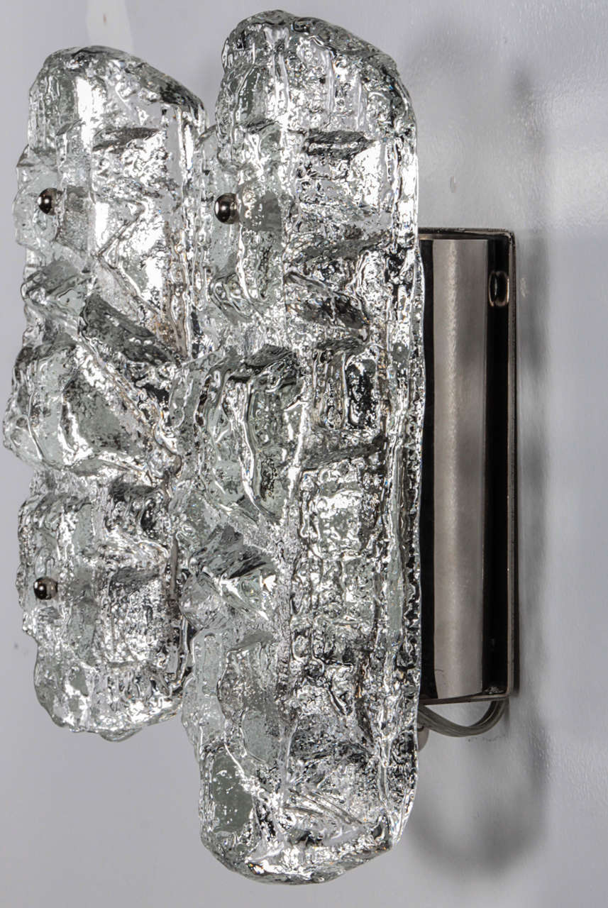 Faceted Ice Crystal Sconces by Kosta Boda In Excellent Condition In New York, NY