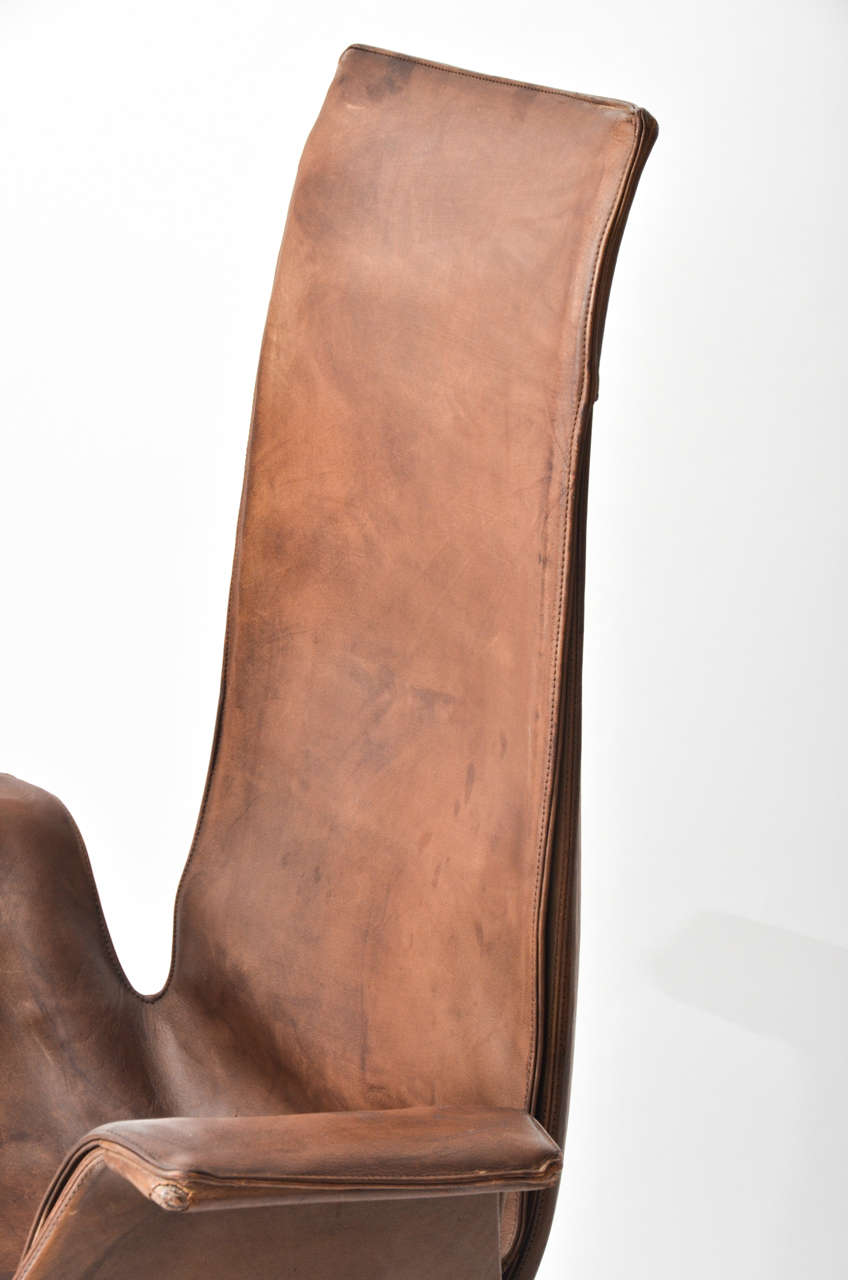 Leather High Back Tulip Chair by Preben Fabricius + Jorgen Kastholm