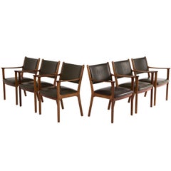 Ole Wansher Elegant Set of Six 'PJ 412' Dining Chairs