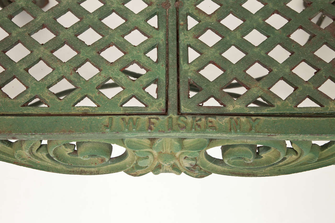 Pair of Cast Iron Benches by J. W. Fiske In Excellent Condition For Sale In Stonington, CT
