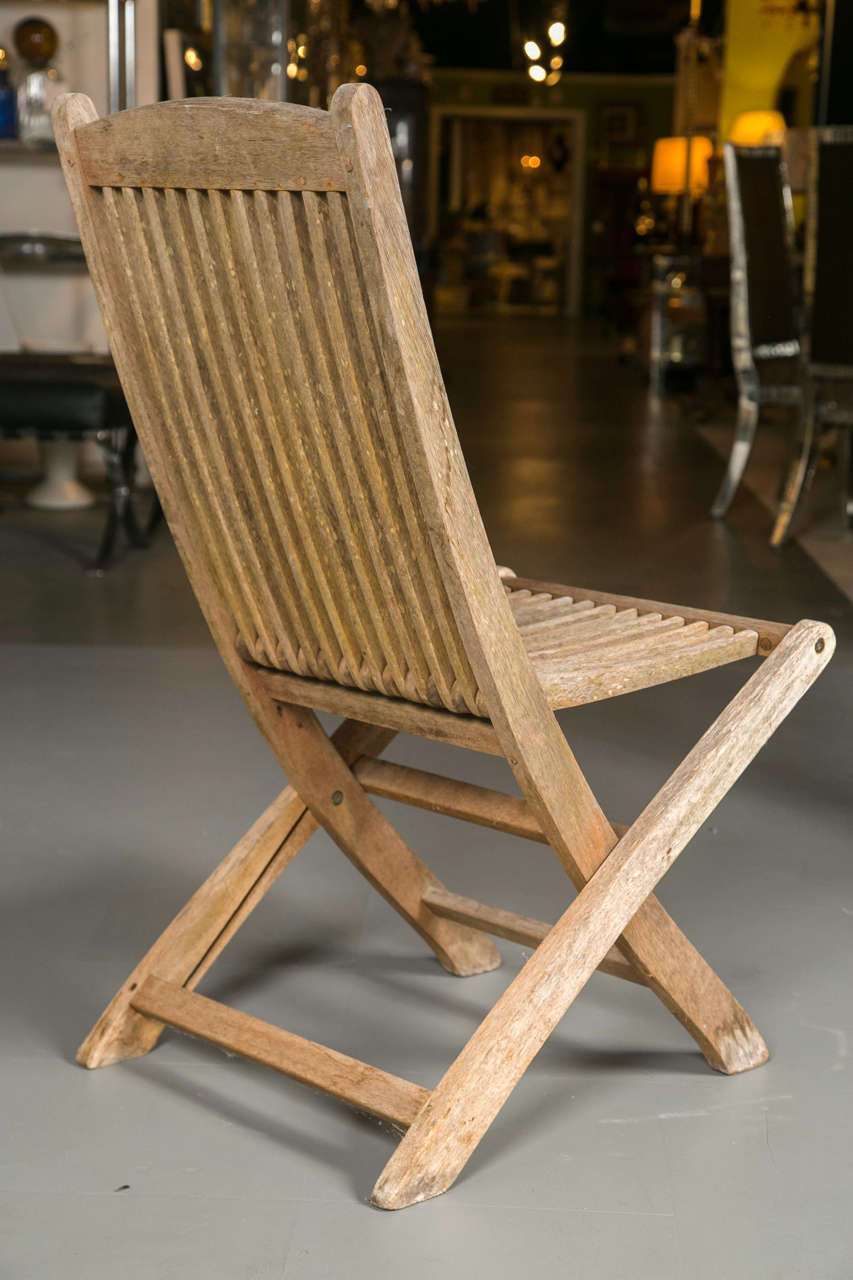 Set of Four Teak Patio Chairs For Sale 3