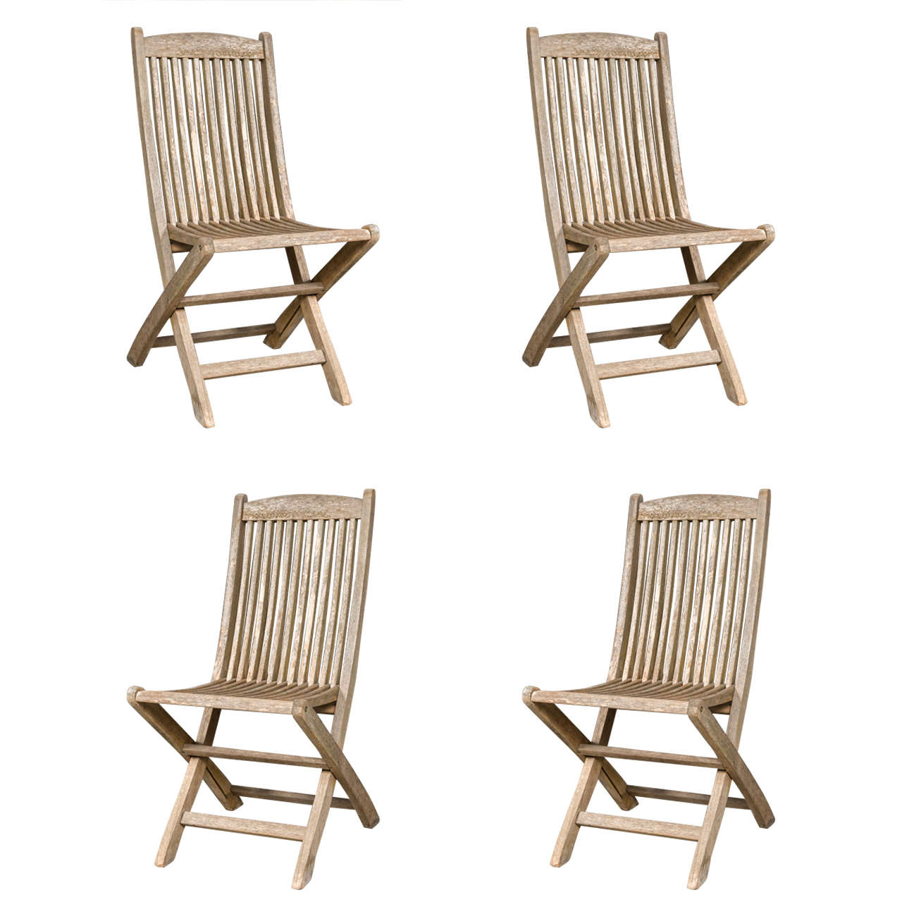 Set of Four Teak Patio Chairs For Sale