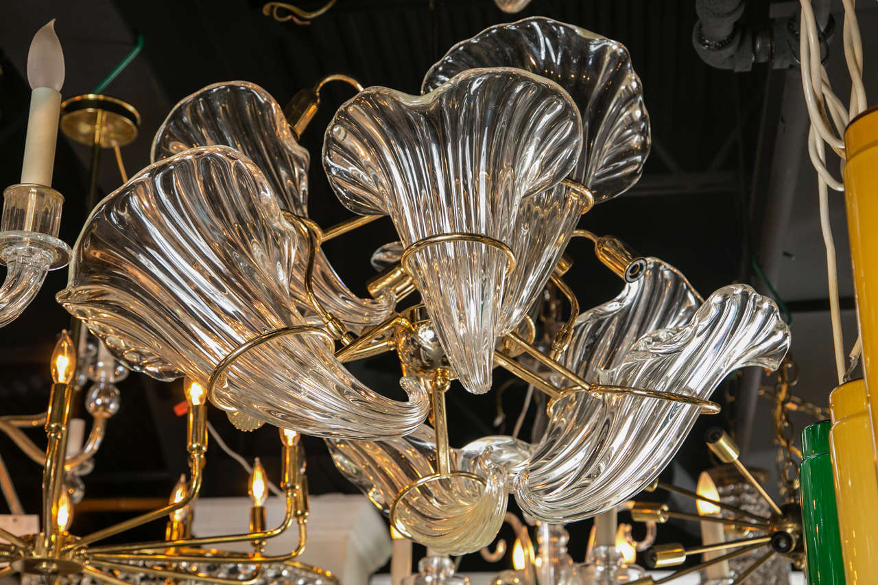 A Murano glass cornucopia form chandelier, circa 1960s.