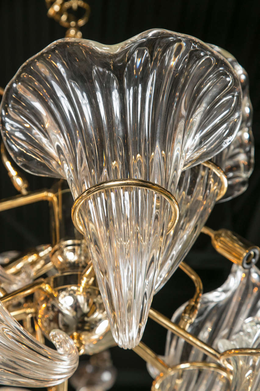 Mid-20th Century Murano Glass Cornucopia Form Chandelier, circa 1960s For Sale