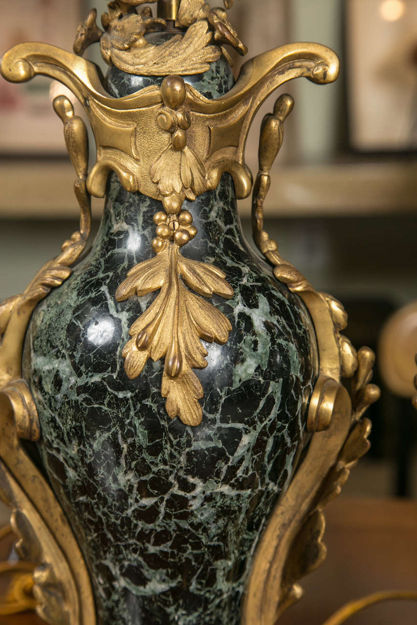 French Bronze and Marble Table Lamps, circa 1800s For Sale 1