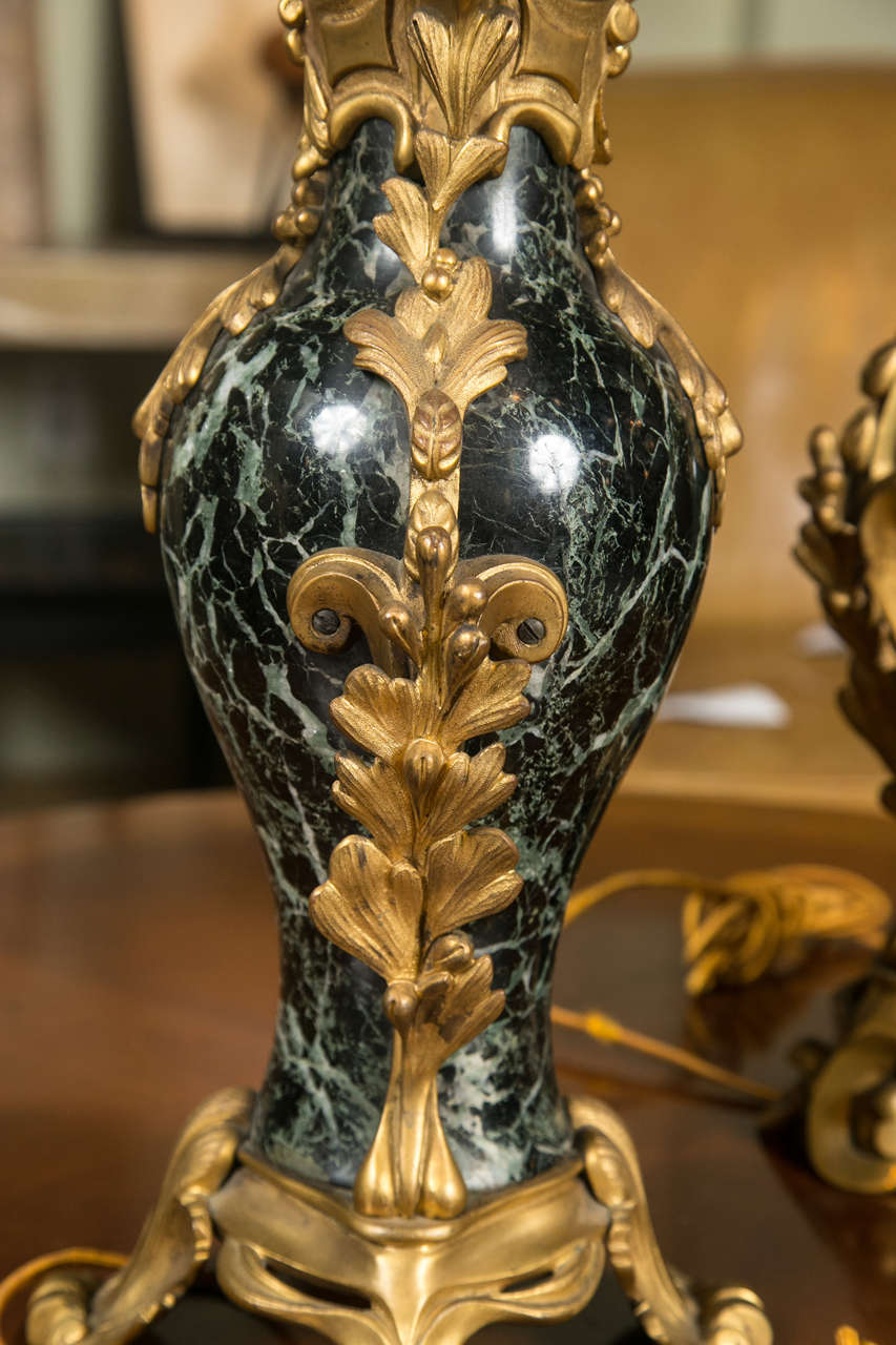 French Bronze and Marble Table Lamps, circa 1800s For Sale 5