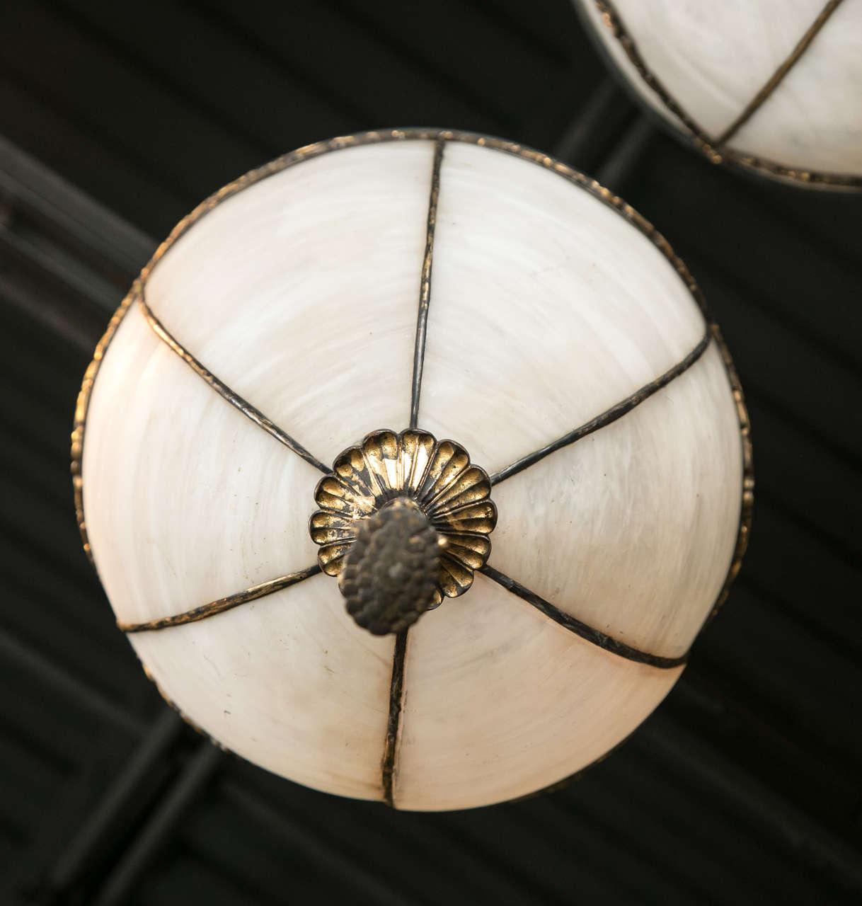 20th Century Pair of Caldwell Leaded Glass Lanterns, circa 1900 For Sale