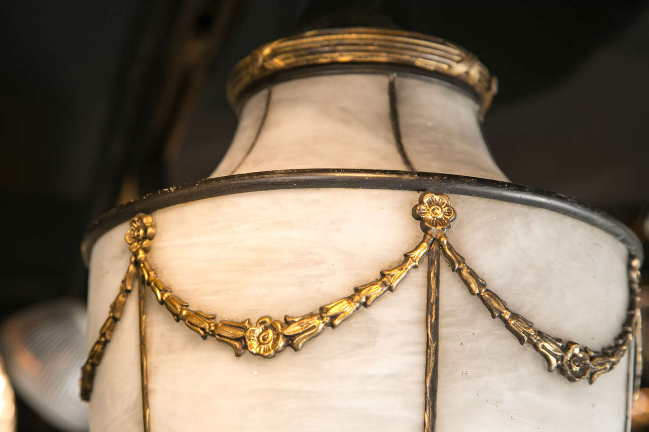 Pair of Caldwell Leaded Glass Lanterns, circa 1900 For Sale 3