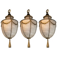 Pair of Caldwell Leaded Glass Lanterns, circa 1900