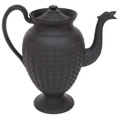 Large English Basalt Teapot with a Serpent Spout