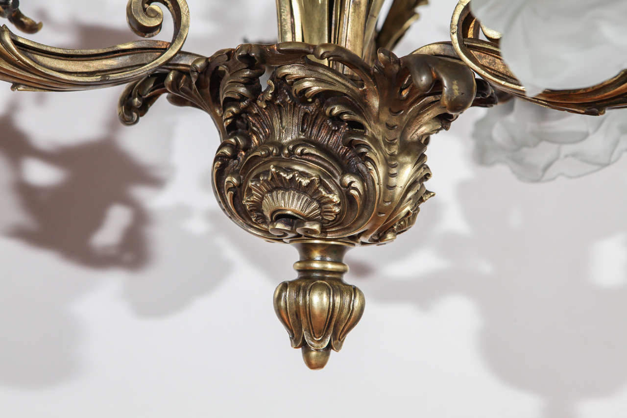 French Brass Eight-Arm Chandelier For Sale 2