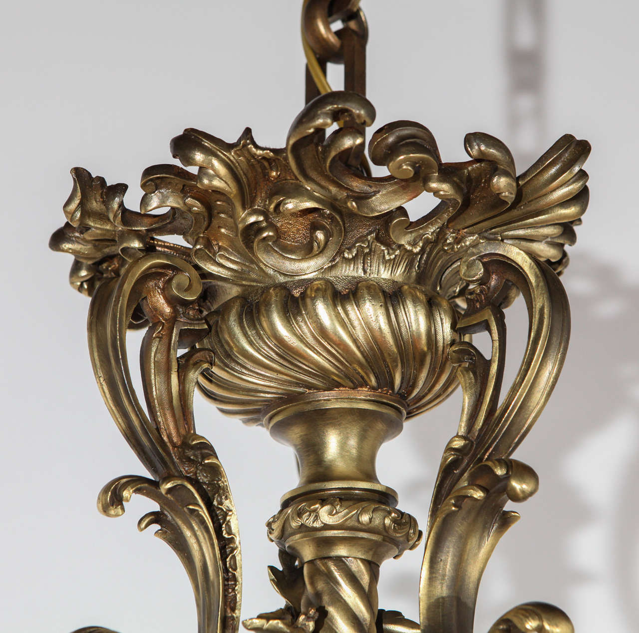 French Brass Eight-Arm Chandelier For Sale 4