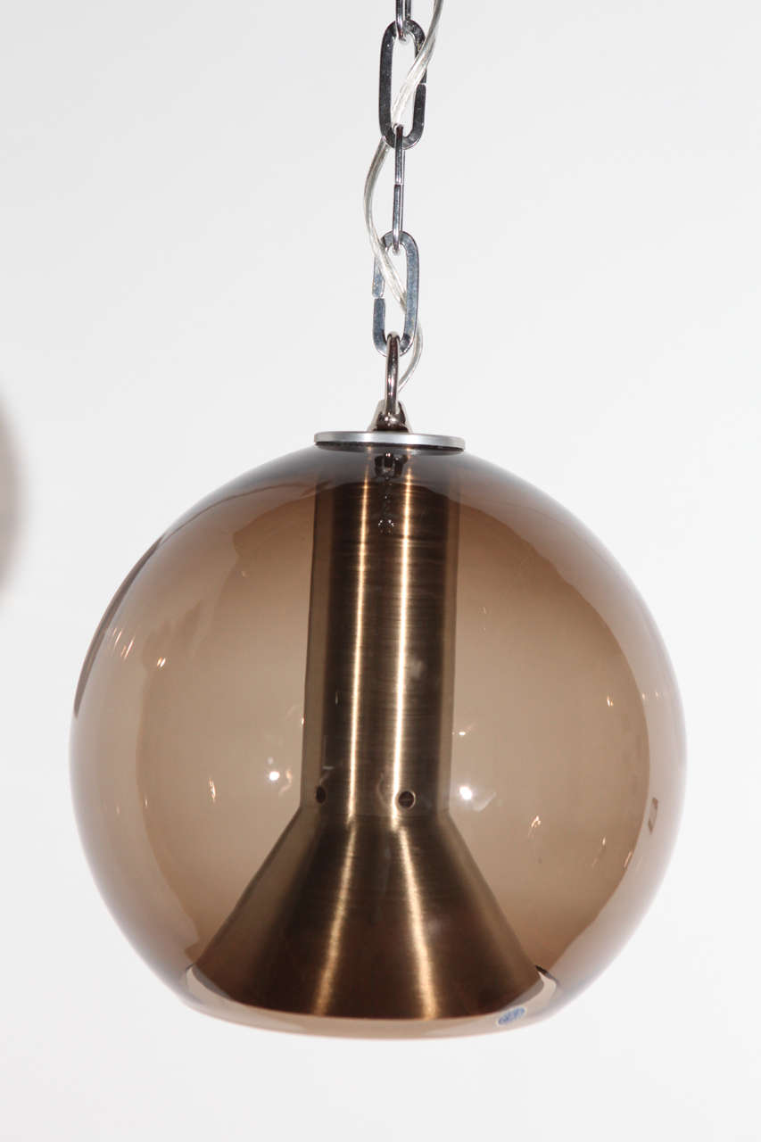German Glass and Chrome Pendant In Good Condition For Sale In Los Angeles, CA