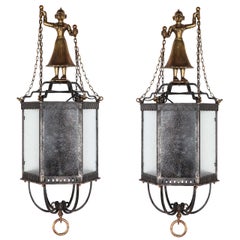 Vintage Pair of Fantastic Figural Carriage Lanterns