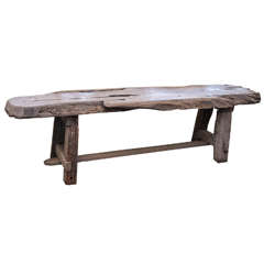 Weathered Wood Plank Italian Coffee Table or Bench
