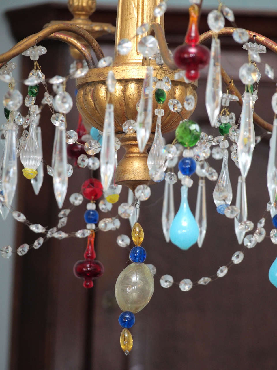 Genovese Chandelier with Colored Murano Glass, circa 1920 For Sale 2