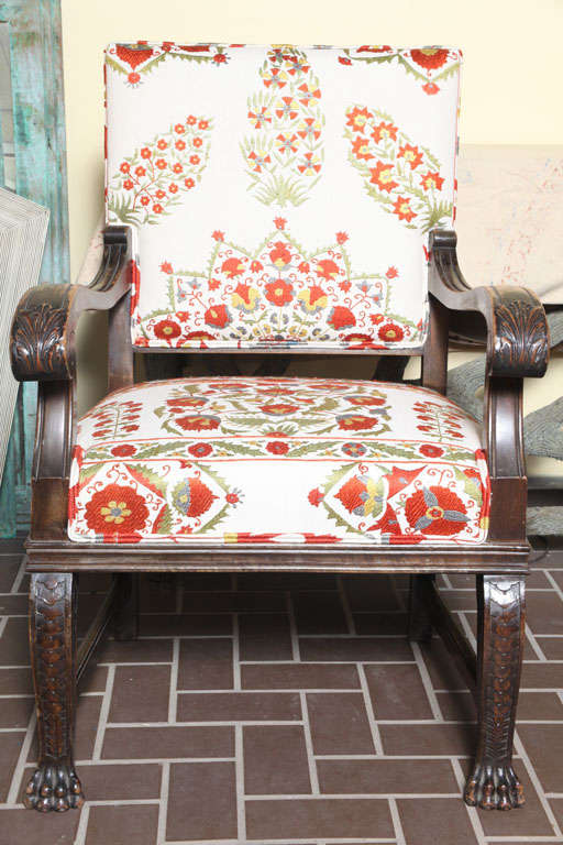 20th Century Beautiful pair of Suzani Upholstered Arm Chairs