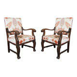Beautiful pair of Suzani Upholstered Arm Chairs
