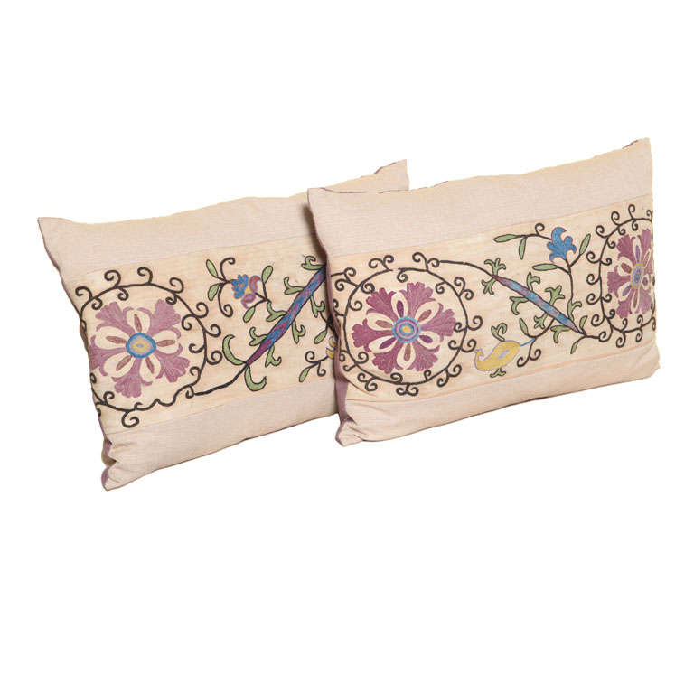 Beautiful pair of Antique Suzani Pillows
