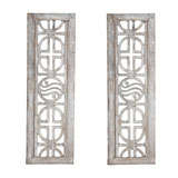 Pair of architectural wood carved wall hangings