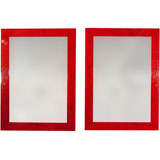 OGGETTI   PAIR  OF  RED  CRACKLED  MIRRORS