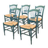 Set  Of  4  Painted  Rush  Seat  Side  Chairs