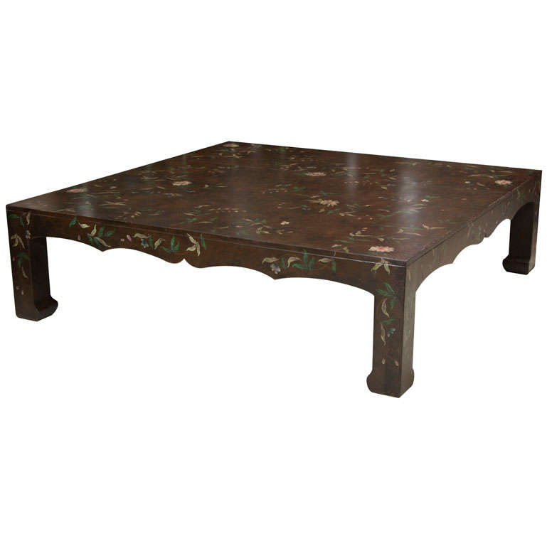 LARGE  SQUARE  DECORATED  COCKTAIL  TABLE