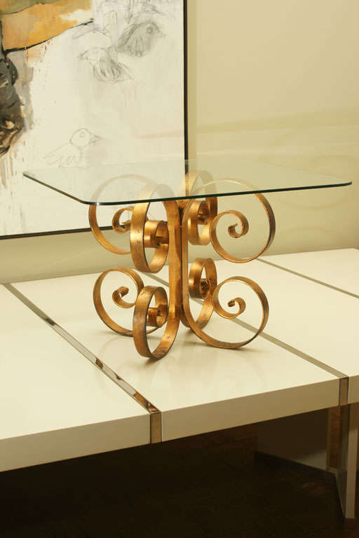Mid-century Gilded Wrought Iron Coffee Table