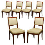Set of Eight 1940s French Lacquered Cherrywood Dining Chairs