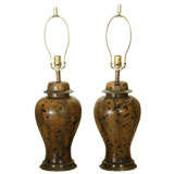 Pair of Vintage Faux Tortoiseshell Lamps