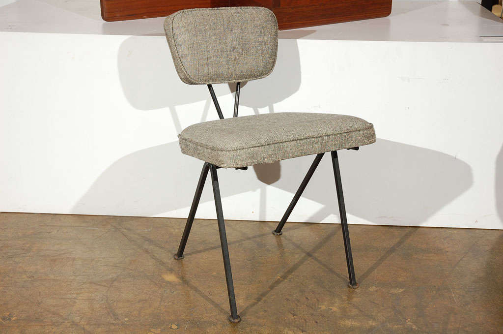 American Upholstered side chair with iron base by Luther Conover