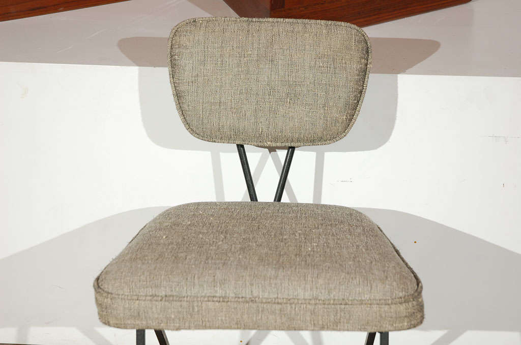 Mid-20th Century Upholstered side chair with iron base by Luther Conover