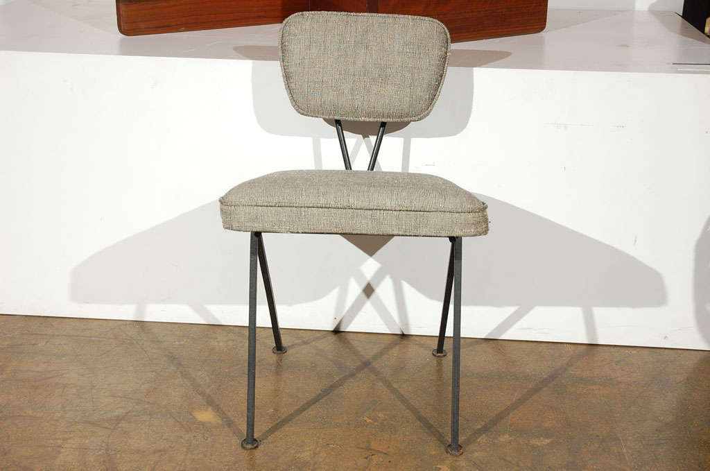 Side chair with iron base and upholstered seat and back by California furniture designer Luther Conover, Sausalito.
